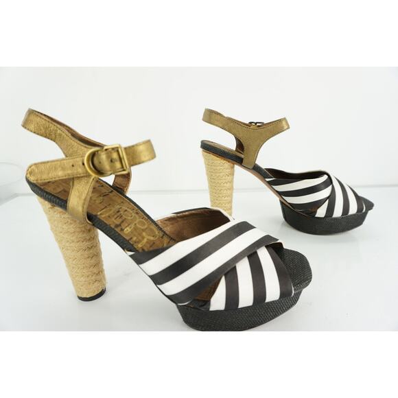 Sam Edelman Mabel Striped Ankle Strap Platform Espadrille Sandals Size 9.5 $140 - Picture 7 of 12